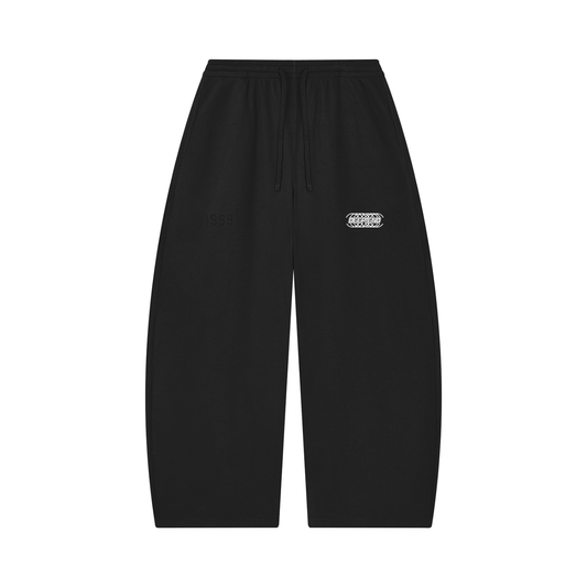 Midnight Charcoal Waffle-Knit Wide-Leg Pants