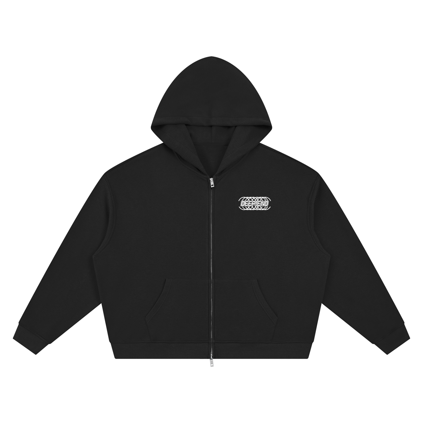 Midnight Charcoal Waffle Zip Hoodie