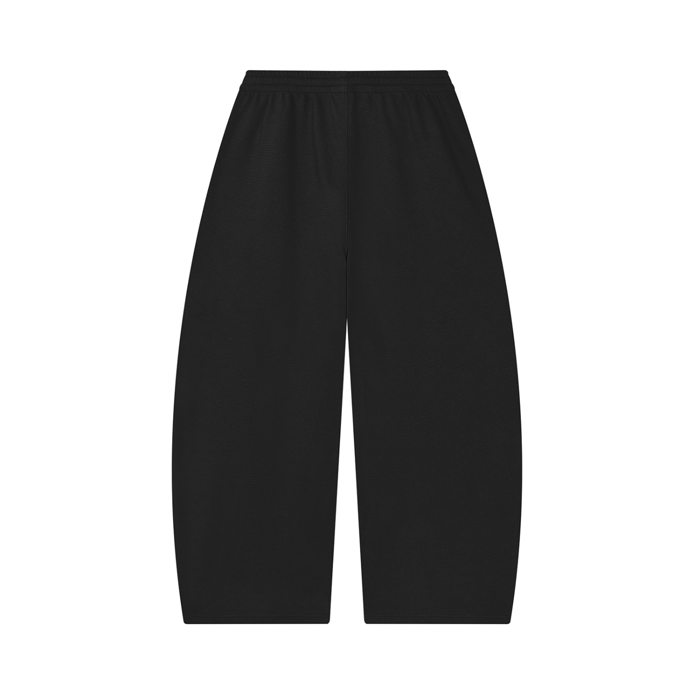 Midnight Charcoal Waffle-Knit Wide-Leg Pants