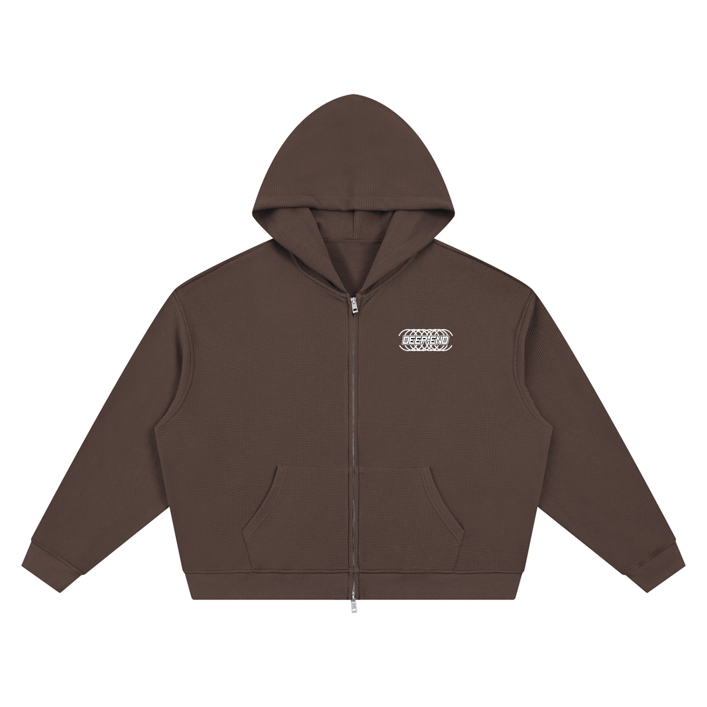 Smoked truffle  Waffle Boxy Full Zip Hoodie